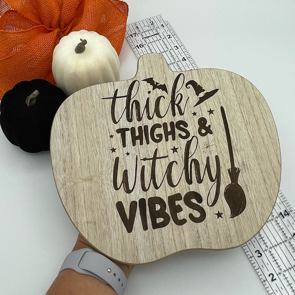 Thick Thighs and Witchy Vibes lazy susan for Halloween Kitchen Trivet Decor